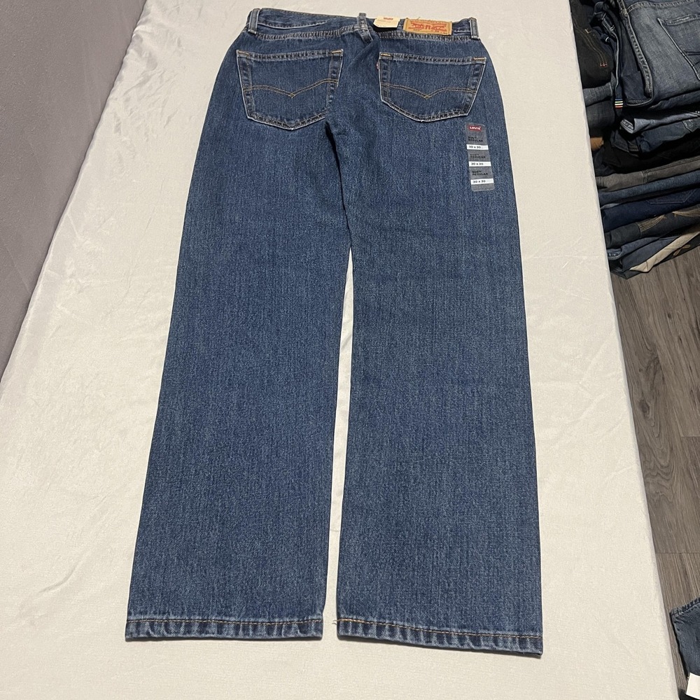 Levis 505 Jeans Mens 30x30 Blue Medium Wash Regular Fit Straight Leg Denim - Picture 3 of 8